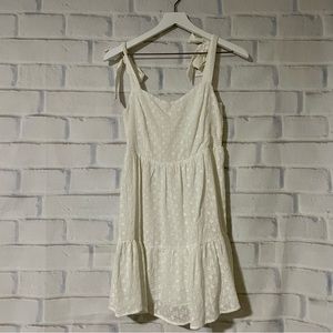 Lush | NWT. Tie-Strap Floral Embroidered Ruffle Mini Dress
